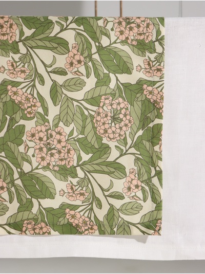 Дорожка на стол Этель Spring garden 40×149см, 100% хлопок, саржа 190 г/м², зелёная/розовая