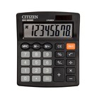 Калькулятор настольный Citizen "SDC-805NR", 8-разрядный, 105 х 120 х 21 мм, двойное питание, компактный, чёрный - фото 8208831