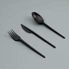Набор одноразовой посуды "Вилка, ложка, нож" черный, 16,5 см - фото 9221998