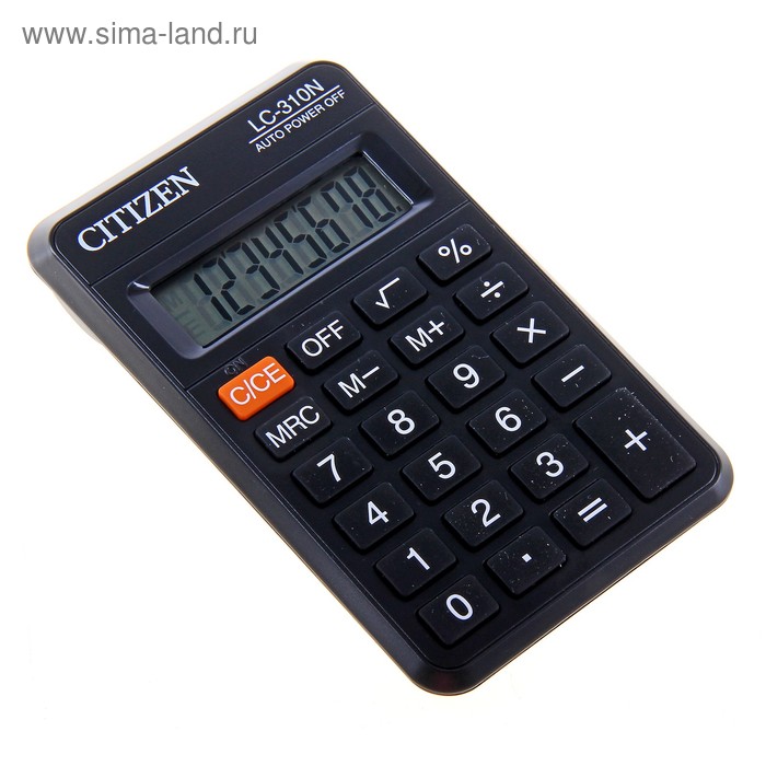 Калькулятор карманный 8-разрядный LC-310N, питание от батарейки, черный - Фото 1