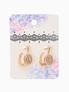 Серьги со стразами "Магма" диск, цвет белый в золоте - фото 809406971