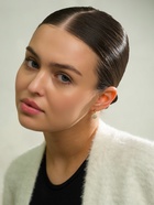 Серьги со стразами «Магма», диск, белые в золоте - Фото 6