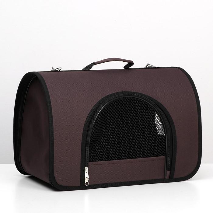 Сумка - переноска для животных, 40×25×28, 2 входа, коричневая - Фото 1