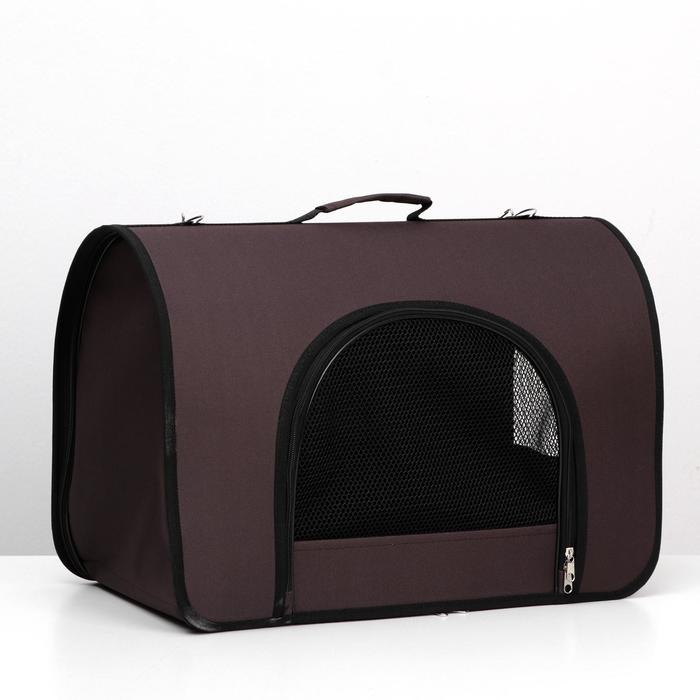 Сумка - переноска для животных, 49×30×35 см, 2 входа, коричневая - Фото 1