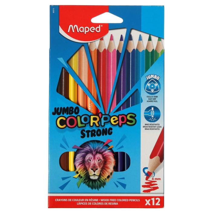 Карандаши 12 цветов Maped Color`s Peps Jumbo Strong, пластиковые ...