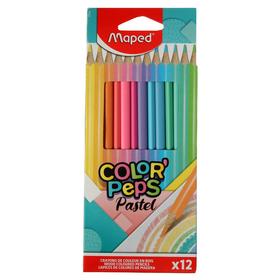 Карандаши 12 цветов Maped Color` Peps Pastel, треугольные, ударопрочные, картон, футляр 6778800