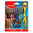 Фломастеры 12 цветов Maped COLOR'PEPS MONSTER, смываемые, с заблокированным пишущим узлом, в картонном футляре - фото 26088146
