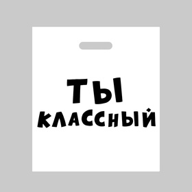 Пакет полиэтиленовый с вырубной ручкой, «Ты классный»,60 мкм 35?45 см (комплект 20 шт)