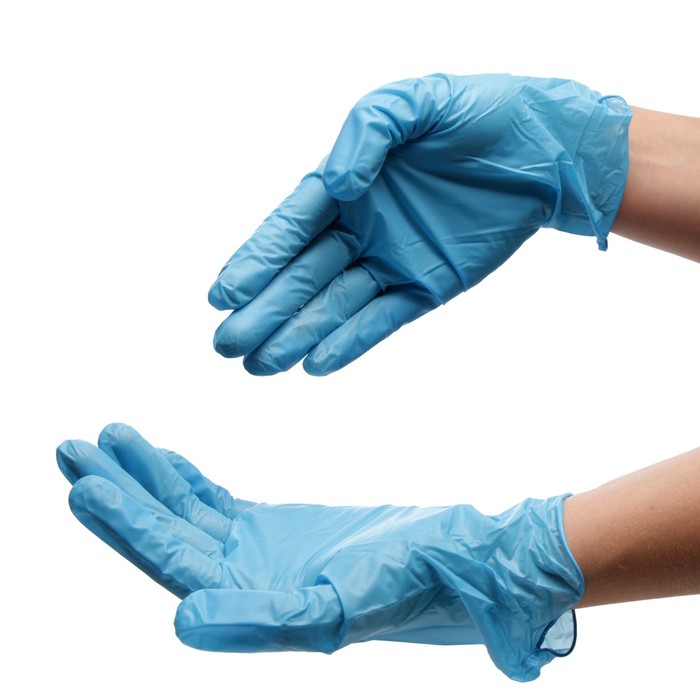 Перчатки медицинские, нитриловые, размер L, 50 пар, синие - Фото 1