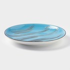 Тарелка фарфоровая десертная Wilmax Scratch, d=17.5 см, цвет голубой - Фото 2