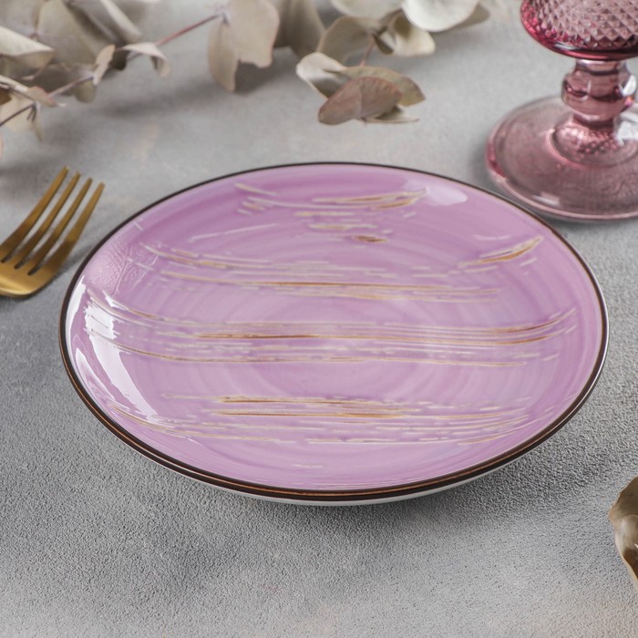 Тарелка фарфоровая десертная Wilmax Scratch, d=17,5 см, цвет сиреневый - фото 1908674769