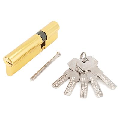 Цилиндровый механизм «Стандарт» F-01 100(30×10×60) GP, 5 ключей, перфорированный ключ/ключ, цвет золото