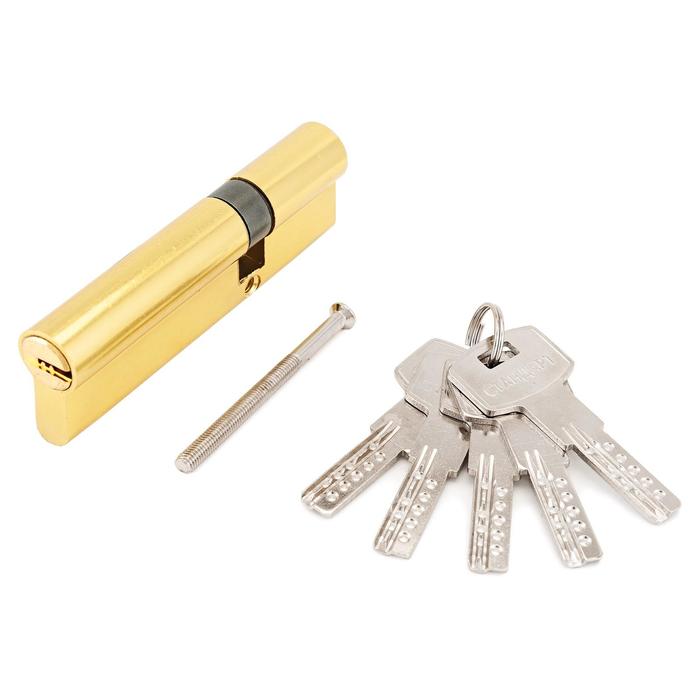Цилиндровый механизм «Стандарт» F-01 100(30×10×60) GP, 5 ключей, перфорированный ключ/ключ, цвет золото - Фото 1