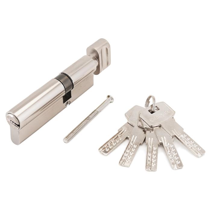 Цилиндровый механизм «Стандарт» F-02 90(30Bх10×50) CP, 5 ключей, перфорированный ключ/вертушка, цвет хром - Фото 1