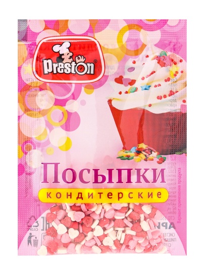 Посыпки кондитерские Preston декоративные «Радуга-сердечки», 7 г