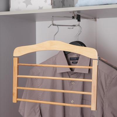 Плечики для юбок и брюк SAVANNA, многоуровневые, 4 перекладины, сорт А, 38,5×1,2×35,5 см, светлое дерево, лотос