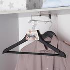 Плечики для одежды с перекладиной SAVANNA, размер 46-48, дерево, покрытие Soft-touch, цвет чёрный - Фото 4