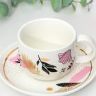 Кофейная пара из керамики «Цветы», 140 мл, цвет белый - фото 4323272