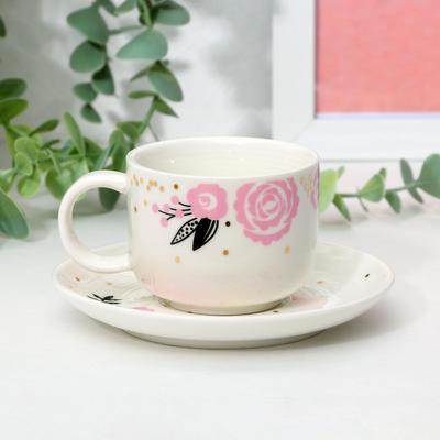 Кофейная пара керамическая «Розы», 140 мл