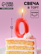 Свеча в торт «Грань», цифра 0, красный металлик, 6.5 см - Фото 1
