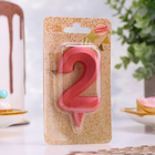 Свеча в торт «Грань», цифра 2, красный металлик, 6.5 см - Фото 3