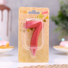 Свеча в торт «Грань», цифра 7, красный металлик, 6.5 см - Фото 2