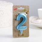 Свеча в торт «Грань», цифра 2, голубой металлик, 6.5 см - Фото 4