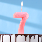Свеча в торт "Грань", цифра "7", розовый металлик, 6,5 см - фото 2623664
