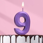 Свеча в торт "Грань", цифра "9", фиолетовый металлик, 6,5 см - фото 318498710
