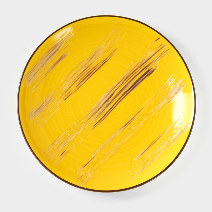 Тарелка фарфоровая десертная Wilmax Scratch, d=17,5 см, цвет жёлтый