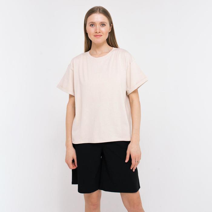 Футболка женская MINAKU REGULAR FIT: цвет бежевый, р-р 52 - Фото 1