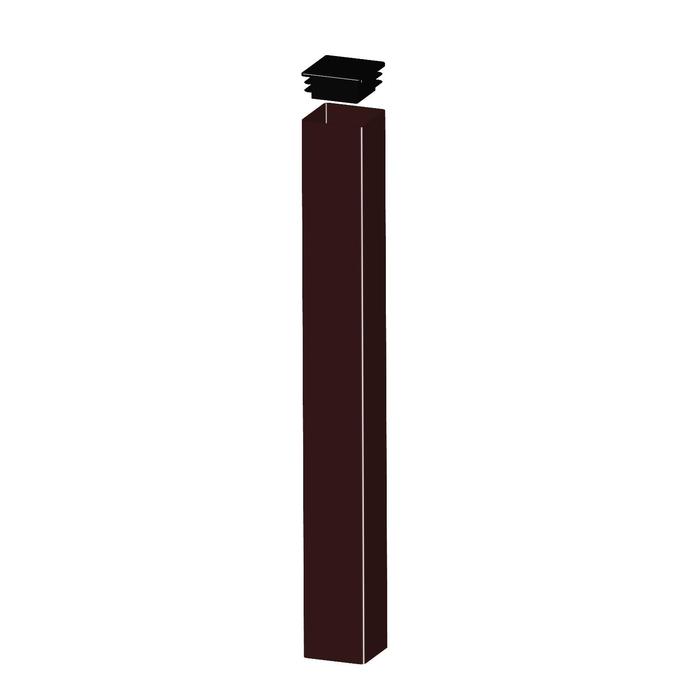 Столб, 60 × 40 мм, толщина 1,5 мм, высота 2,5 м, с заглушкой, цвет шоколад - фото 1908675087
