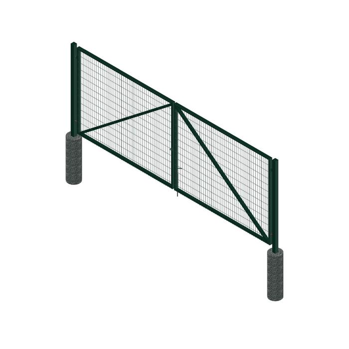 Ворота, распашные, с заполнением, 4 × 1,5 м, с проушинами, 2 фиксатора, зелёные - Фото 1
