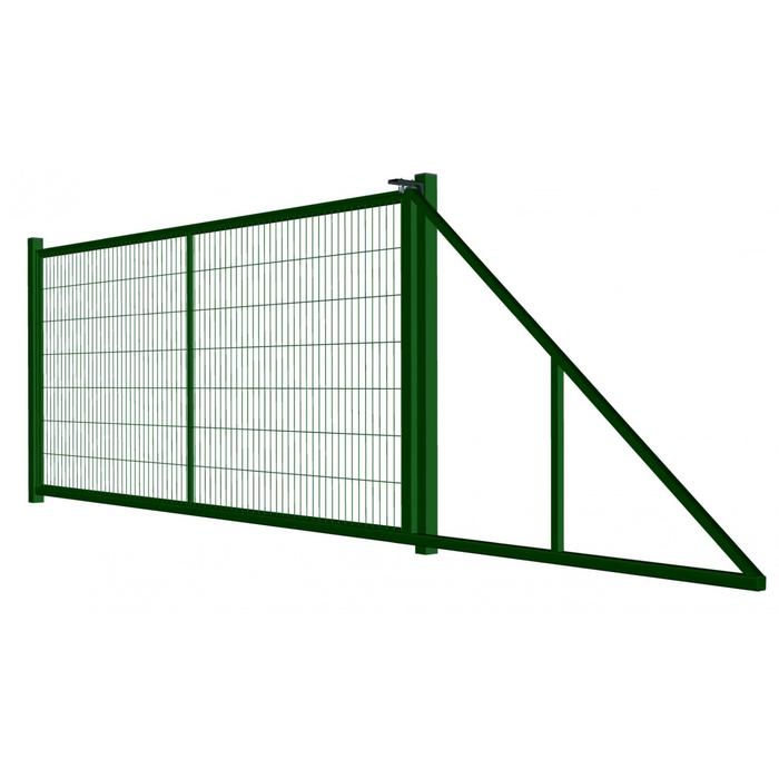 Ворота откатные, сетка, 4 × 1,8 м, с проушиной, зелёные - фото 1908675096