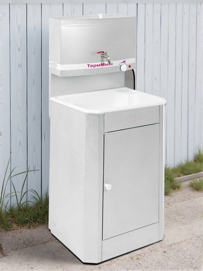 Умывальник "ТермМикс", с ЭВН, пластиковая мойка, 1250 Вт, 17 л, цвет белое серебро