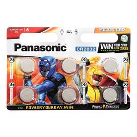 Батарейка литиевая Panasonic Lithium POWER RANGERS, CR2032-6BL, 3В, блистер, 6 шт. 6878094