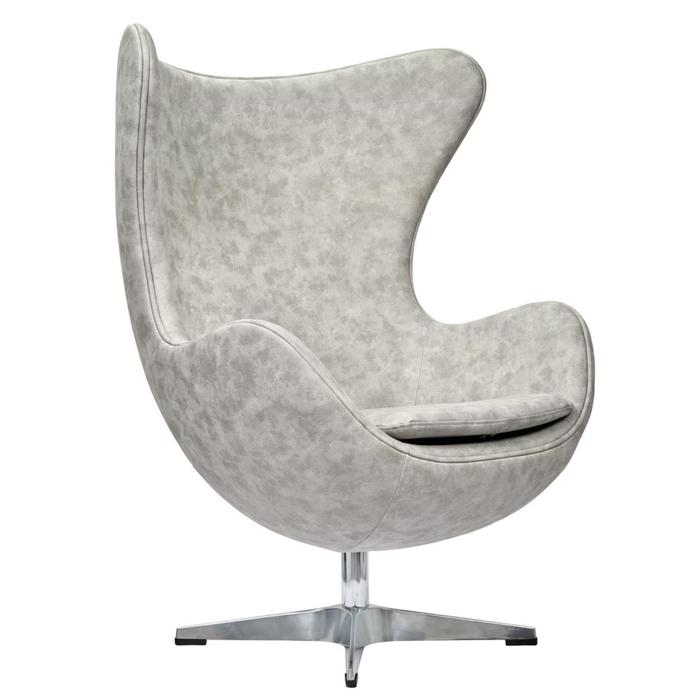 Кресло EGG Chair, 850 × 765 × 1094 мм, светло-серый матовый с эффектом состаренная кожа - Фото 1
