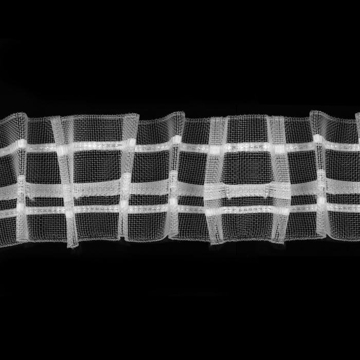 Шторная лента фиксированная сборка, органза, 4 см, 50 ± 1 м, цвет прозрачный - Фото 1