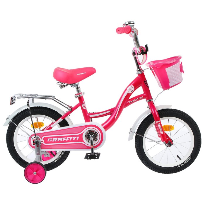 Велосипед 14&quot; GRAFFITI Premium Girl, цвет розовый/белый