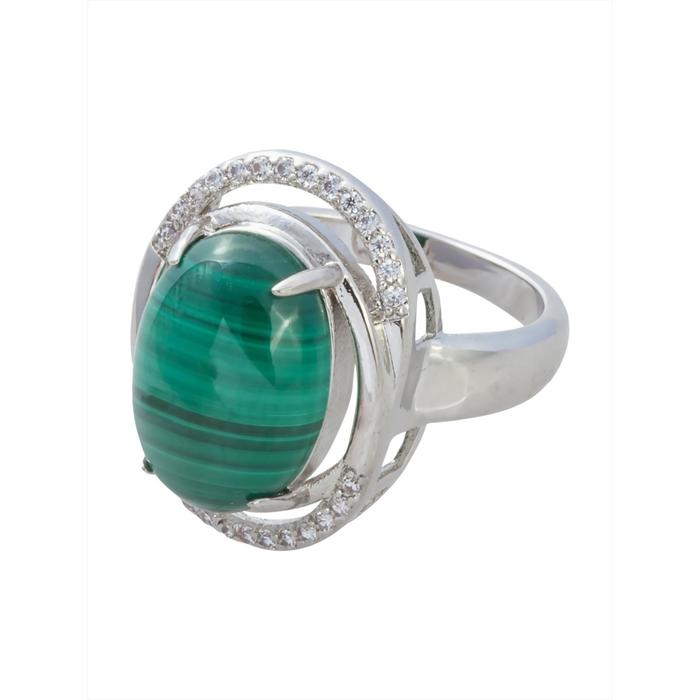 Кольцо с малахитом "Париж", родирование, размер 17 - Фото 1