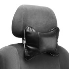 Подушка автомобильная косточка, на подголовник, экокожа, 18×25 см, чёрный - фото 2385102