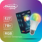 Лампа светодиодная RGB, с пультом , А60, 7 Вт, 560 Лм, Е27, 220 В - Фото 1