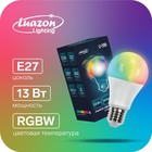 Лампа светодиодная RGB+W, с пультом, А60, 13 Вт, 1040 Лм, Е27, 220 В - Фото 1