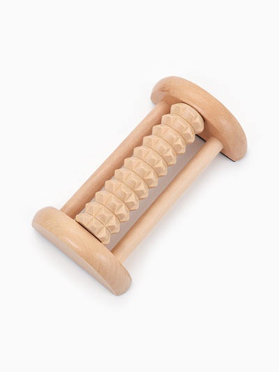 Массажёр для ног с шипами, деревянный, роликовый, 1 ряд, 14.5×7.8×4.5 см