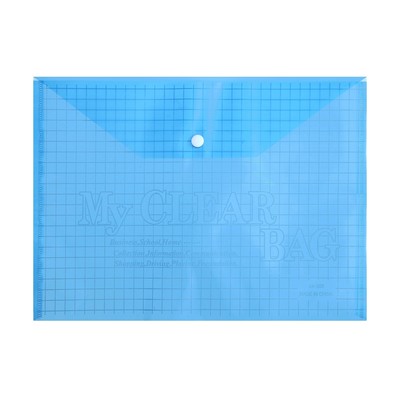 Папка-конверт на кнопке, А4, 180 мкм, Calligrata "Клетка", тонированная, синяя