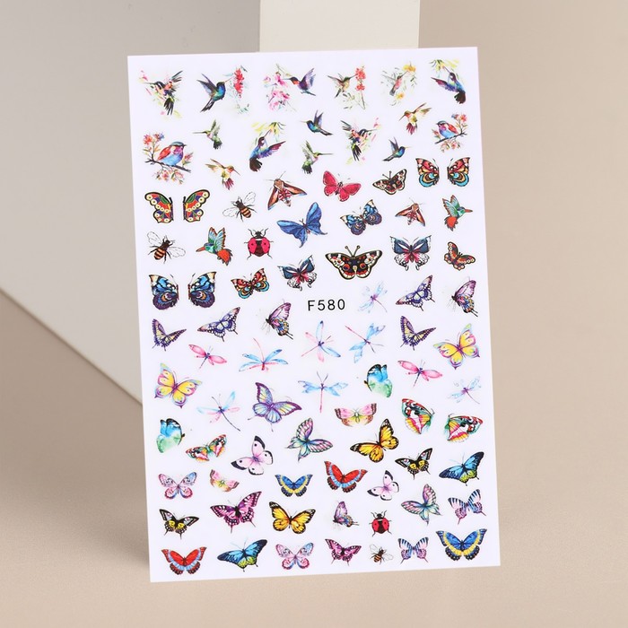 Наклейки для ногтей «Нежные бабочки», разноцветные - Фото 1