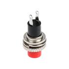 Выключатель-кнопка, 250 В, 2 А, ON-OFF, 2с, d=10.2 мм, без фиксации, металл, красная - Фото 2