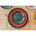 Тарелка фарфоровая десертная Wilmax Scratch, d=17,5 см, цвет зелёный - Фото 4