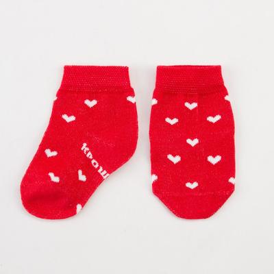 Носки детские Крошка Я «Сердечки», красные, 12-14 см
