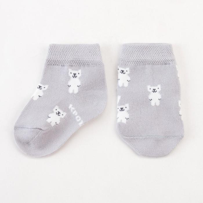 Носки Крошка Я "Мишки", серый, 6-8 см - Фото 1